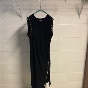 Emma & Michele Black Asymmetrical Sheath Dress